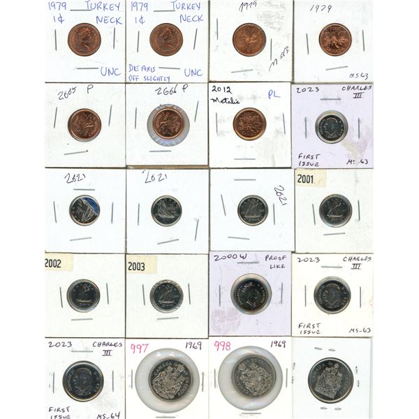 Lot of Proof Like 1, 10, 25, 50 Cents Coin.