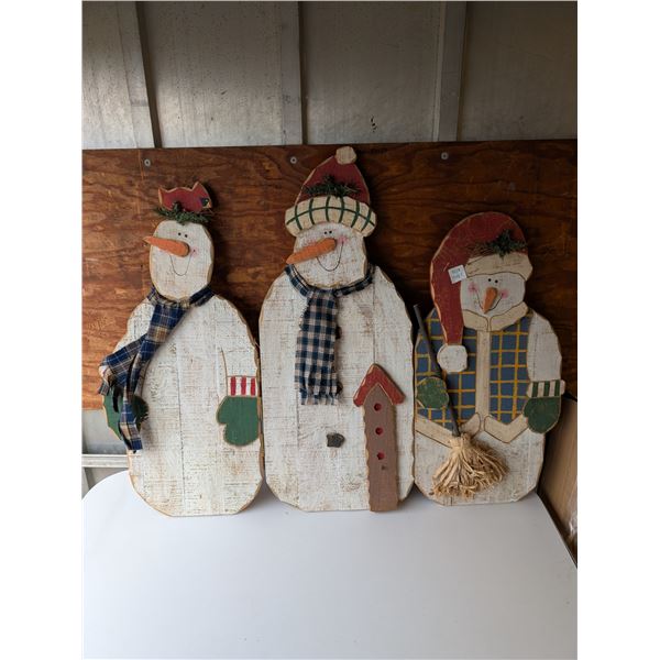 Vintage Wood Collapsible Hinge Snowman Christmas Decoration