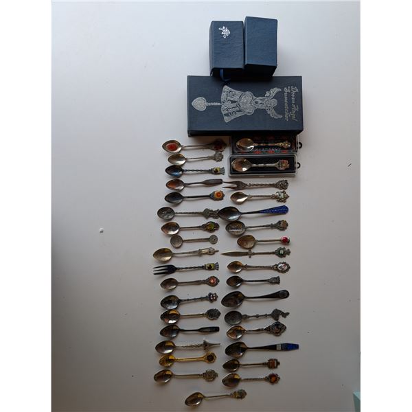 Lot of Vintage Decorative Spoons, Dream Angel Sun Catcher, and Christian Glass Decor Blocks