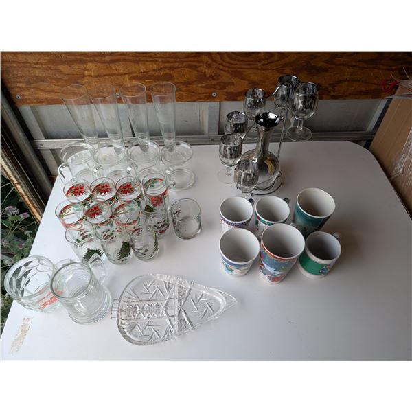 Lot of glasses (Christmas Glasses and Mugs, Decor Glass Stand, and etc.)