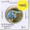 Image 1 : 2022 175th Anniversary of the birth of Alexander Graham Bell Loonie Dollar. Colourized. BU.