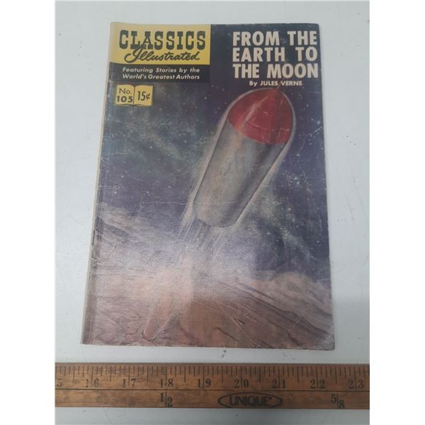 Classics Illustrated From the Earth to the Moon by Jules Verne Comic. #105 1953. Used.