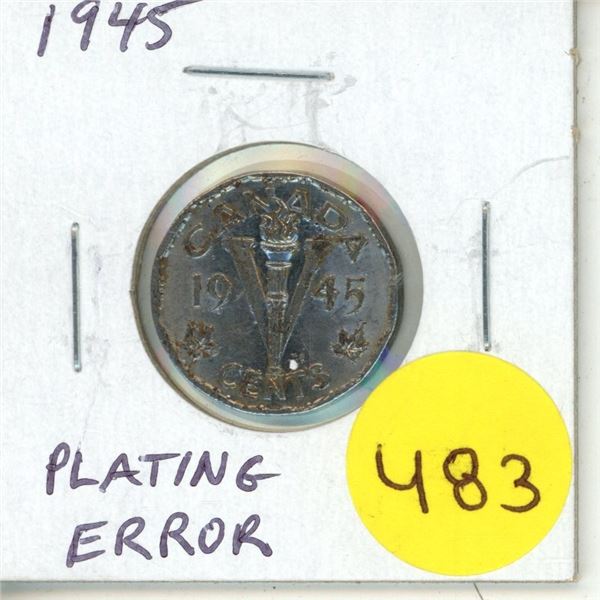 1945 Canadian 5 Cents with Plating Errors on both sides.