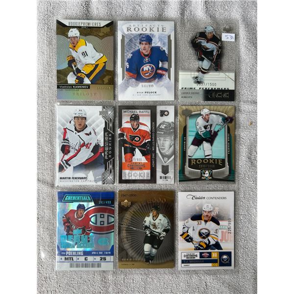 Serial Numbered Rookie Cards - 1 Sheet (9 Cards)