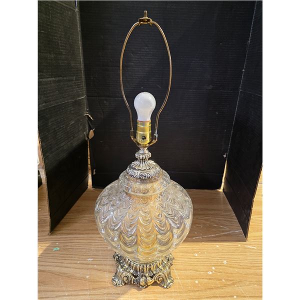 Large vintage glass and metal lamp-24"H