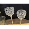 Image 3 : 2 candle holder and glass vase- candle hoder are- 16"H and 14"H, vase is 12"H
