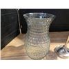 Image 4 : 2 candle holder and glass vase- candle hoder are- 16"H and 14"H, vase is 12"H