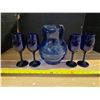 Image 1 : Blue glass pitcher and glasses