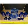 Image 2 : Blue glass pitcher and glasses