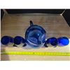 Image 3 : Blue glass pitcher and glasses