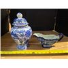Image 1 : Blue ceramic vase and gravy boat