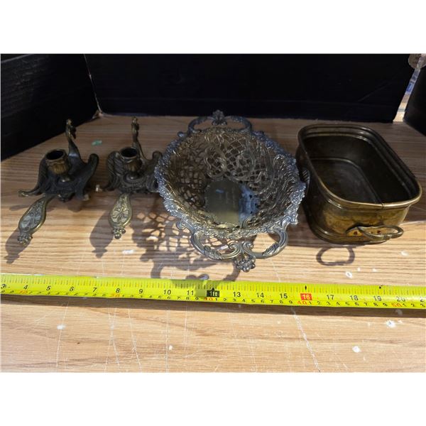 Lot of metal ietms, candle holder and misc