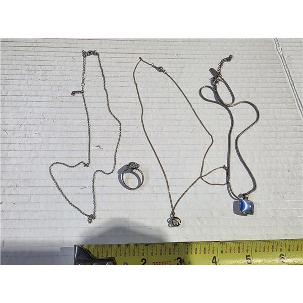 silver ring size 5.5 and necklaces