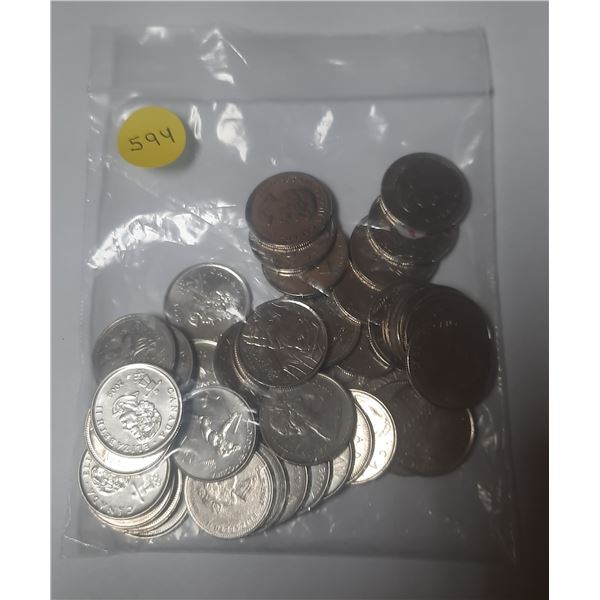Bag of Canadian 25 Cents Coins.