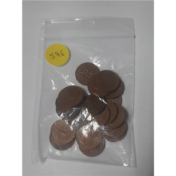 Bag of Canadian 1 Cents Coins.