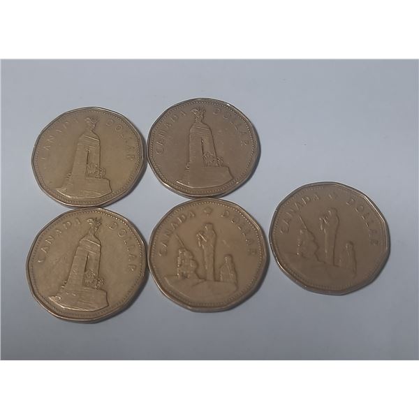 (2) 1995 Peacekeeping and (3) 1994 National War Memorial Canadian Dollar.