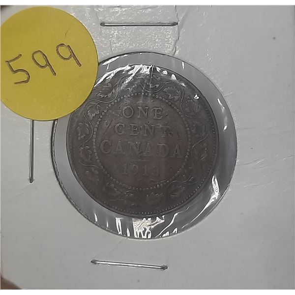 1913 Canadian Large One Cent.