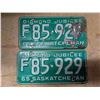 Image 1 : Pair of Matching License Plates F85-929 Sask