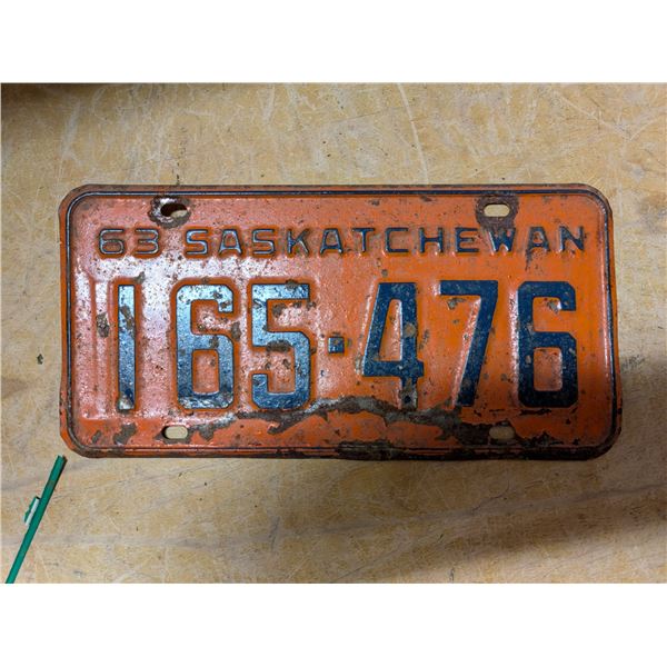 Vintage Sask License Plate 165-476