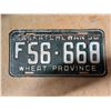 Image 1 : Wheat Province Sask License Plate F56-668