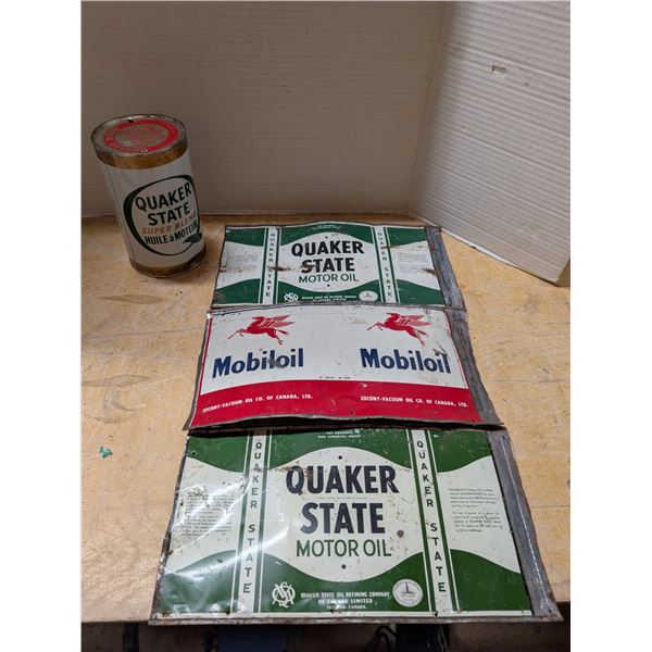Quaker State Vintage (Empty) Oil Can (3) Flattened Cans