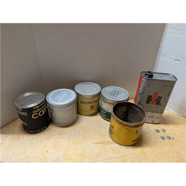 Lot of Vintage Tins Tobacco Tins, Oil Can, and etc. (Empty)