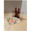 Image 1 : Lot of Vintage Milk Glass Bottle (3) Crush Soda Bottles and Vintage Keychains and etc.