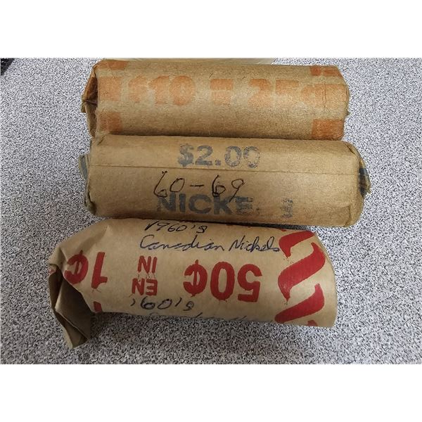 3 - Misc Rolls Of 25 Cent, Nickels