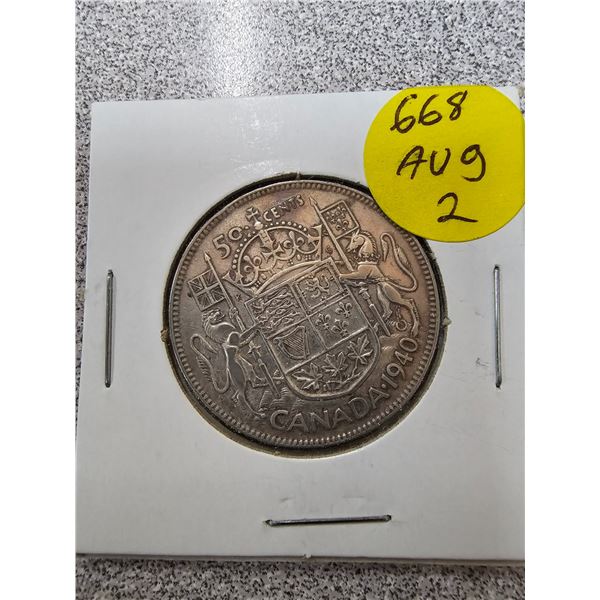 1940 Canadian 50 Cent Coin