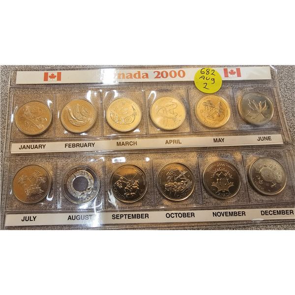 2000 Canada 25 Cents January-December