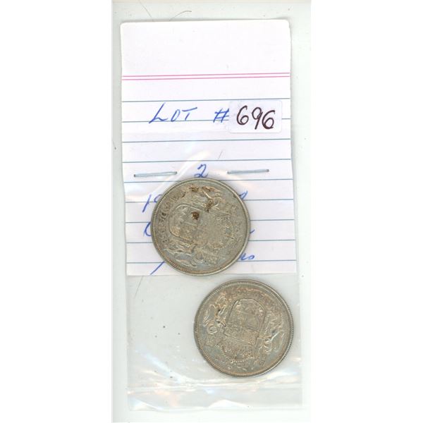 1957-58 canadian silver half-dollars
