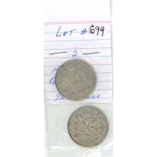 1959-1960 canadian silver hlaf-dollars