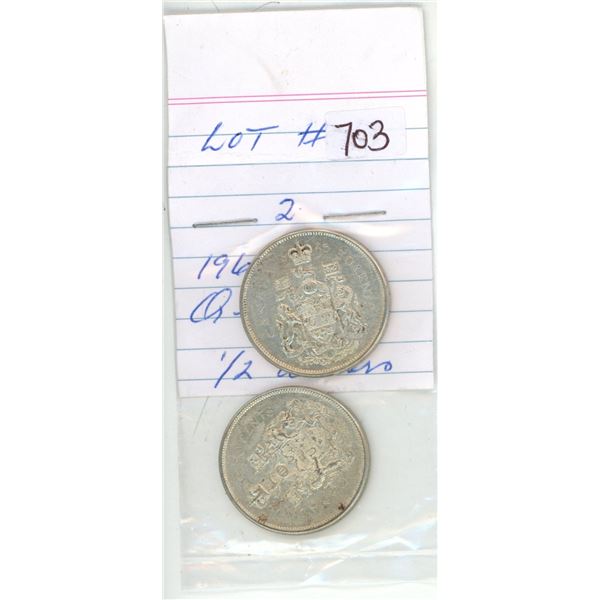 1964-65 canadian silver half-dollars