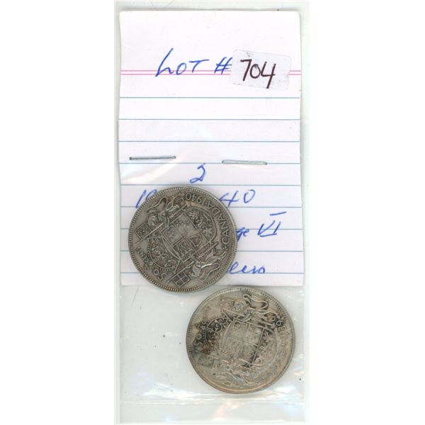 1939-40 canadian silver hlaf-dollars