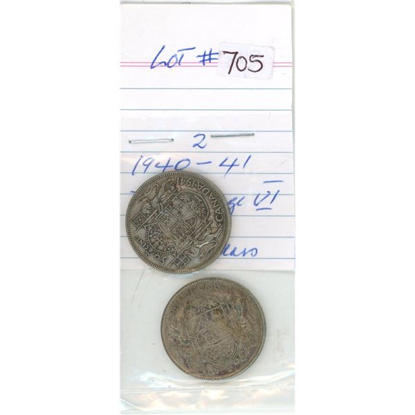 1940-41 canadian silver half-dollars