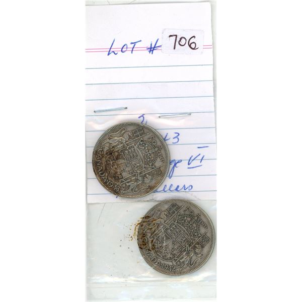 1942-43 canadian silver half-dollars
