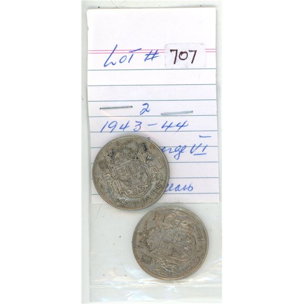 1943-44 canadian silver half-dollars