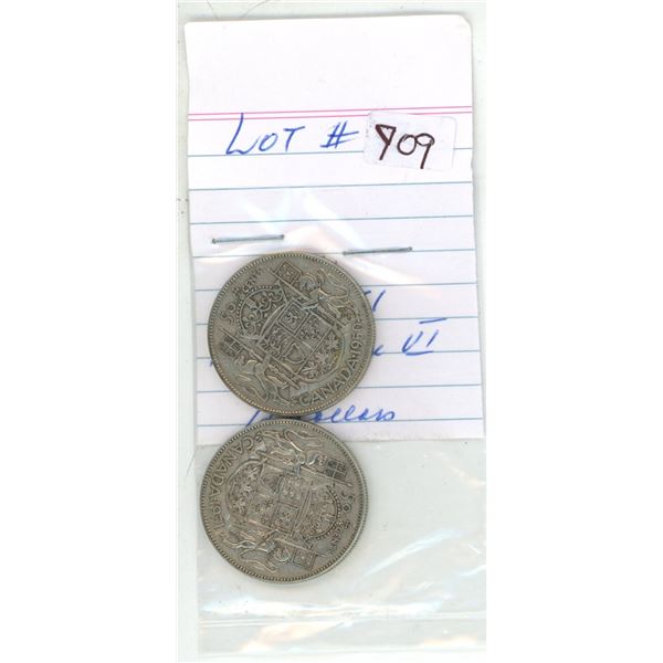 1950-51 canadian silver half-dollars