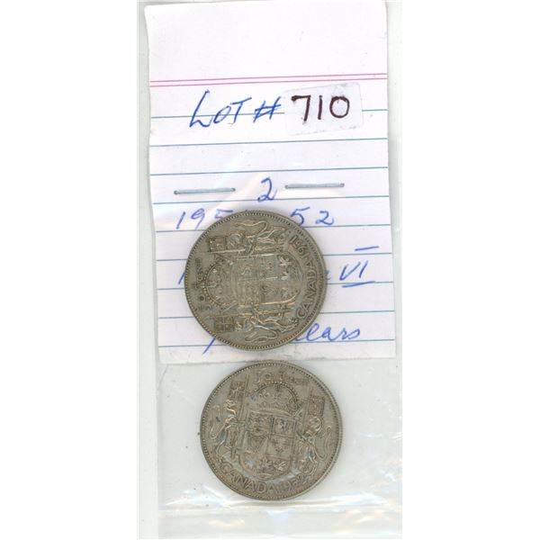 1951-52 canadian silver half-dollars