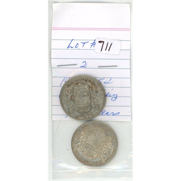 1953-54 canadian silver half-dollars