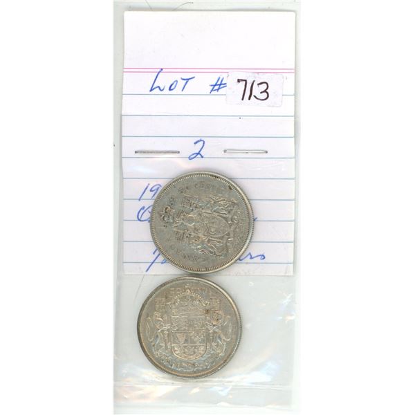 1958-59 canadian silver half-dollars