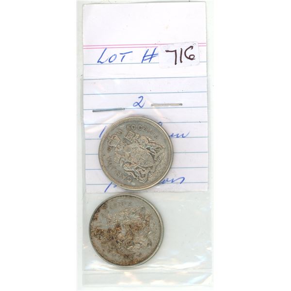 pair of 1961 canadian silver half-dollars