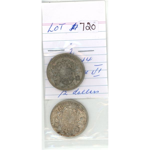 1943-44 canadian silver half-dollars