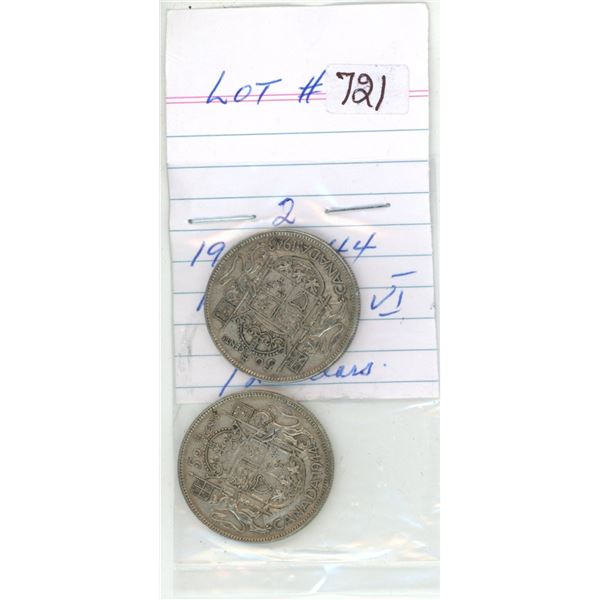 1943-44 canadian silver half-dollars