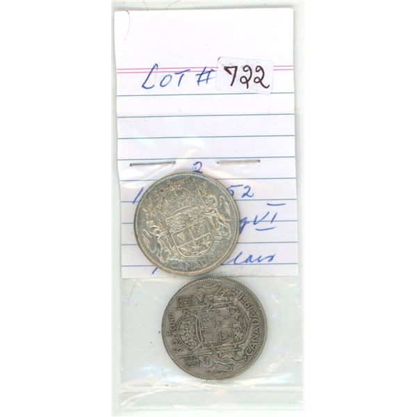 1951-52 canadian silver half-dollars