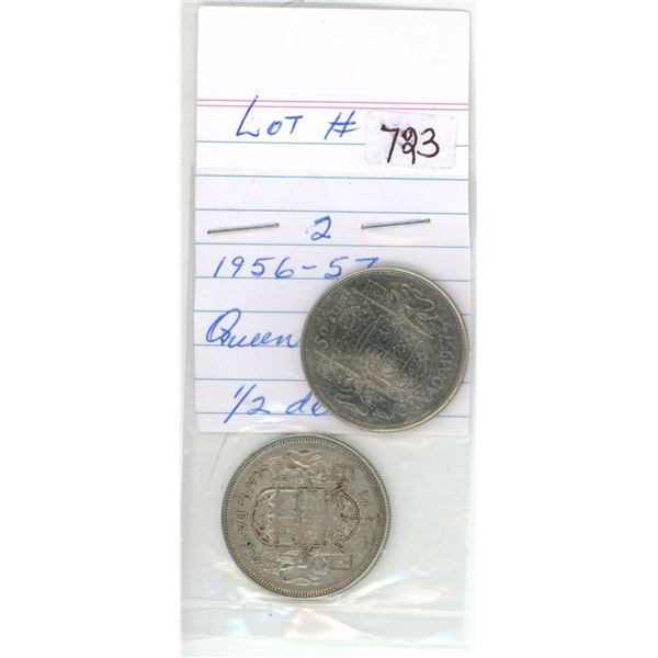 1956-57 canadian silver half-dollars