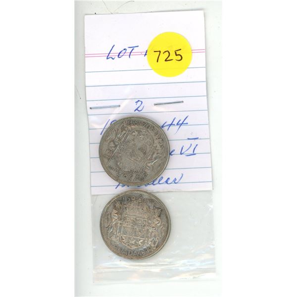 1943-44 canadian silver half-dollars