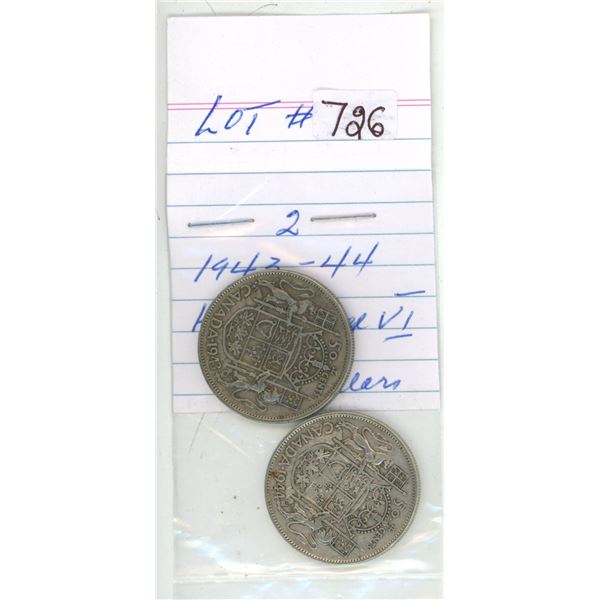 1943-44 canadian silver half-dollars
