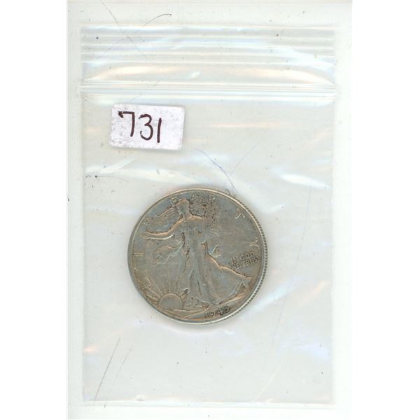 1943 walking liberty silver half-dollar