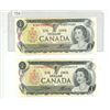 Image 1 : Lot of 2 x1973 canadian consecutive $1 bills-uncirculated